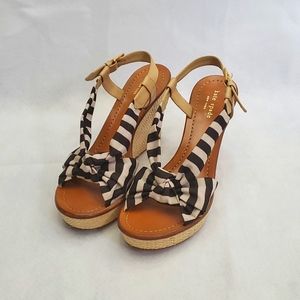 Kate Spade Brown and Black Striped Wedges